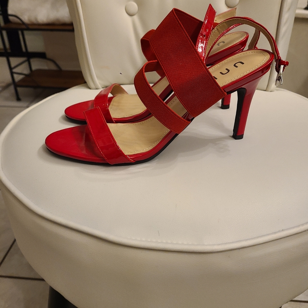 Red strappy heels